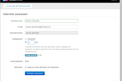 Business account gebruiker limiteren