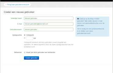 Business account nieuwe gebruiker