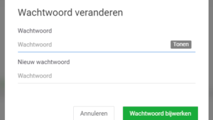 Wachtwoord wijzigen popup