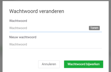 Wachtwoord wijzigen popup