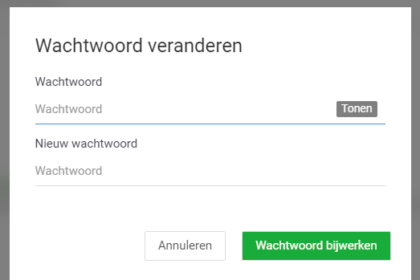 Wachtwoord wijzigen popup